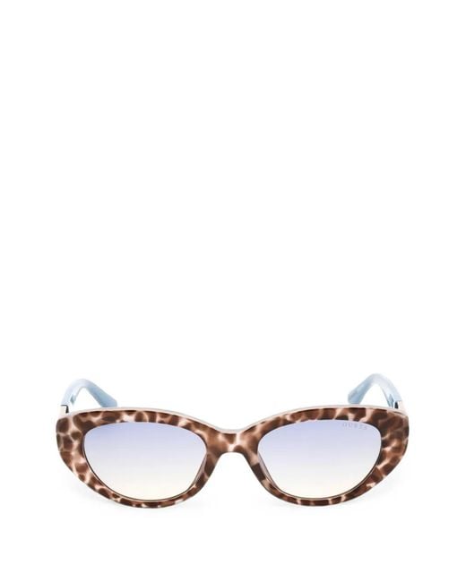 Guess White Tortoiseshell-Effect Cat-Eye Sunglasses