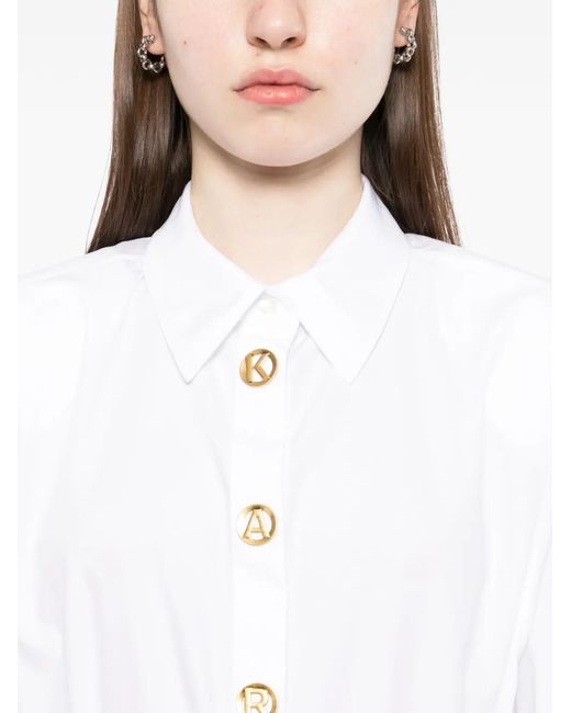 Karl Lagerfeld White Robe-Chemise À Taille Ceinturée