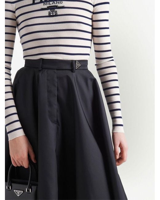Prada Black Pleated Full Skirt