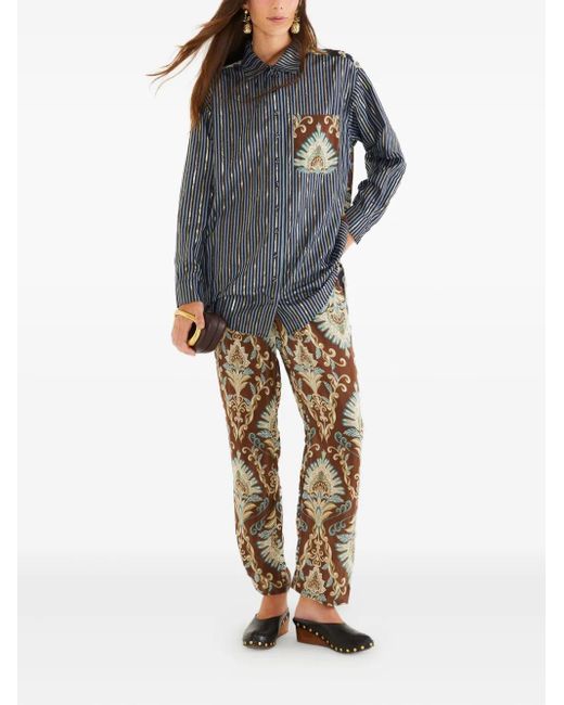 Farm Rio Brown Arabesque Print Trousers