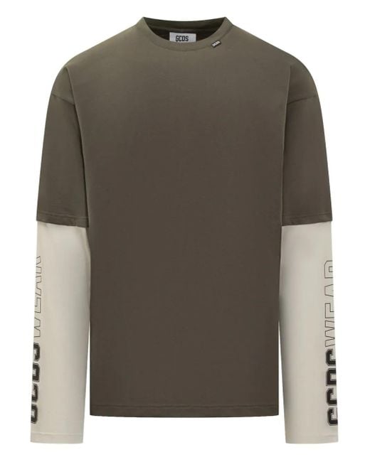 Gcds Gray Layered Long-Sleeve T-Shirt for men