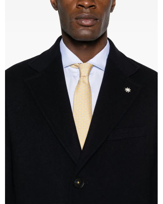 Manuel Ritz Black Single-Breasted Coat for men
