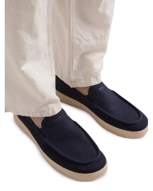 Prada Blue Mocassins En Tissu for men
