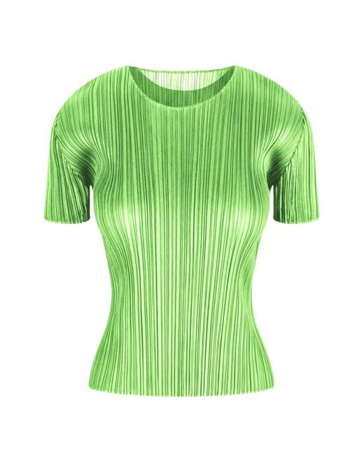 Pleats Please Issey Miyake Green Plissé-Effect T-Shirt