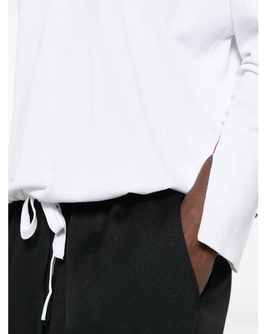 Liviana Conti White Drawstring-Hem Polo-Collar Sweater