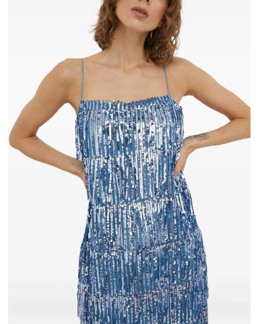 Samsøe & Samsøe Blue Sequin Fringed Mini Dress
