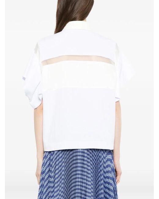 Sacai White Sheer Panel Shirt