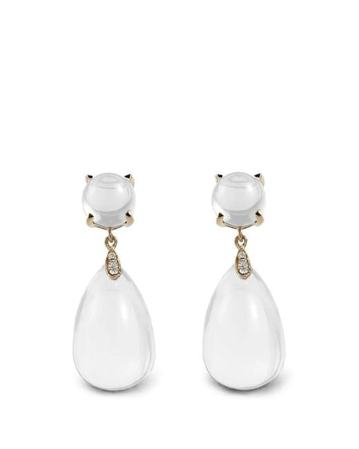 Goshwara White Naughty Moon Rock Crystal And Diamond Earrings