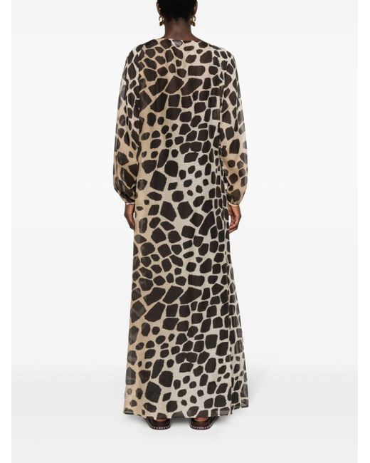 Vestido semitranslúcido con motivo de jirafa Max Mara de color Black