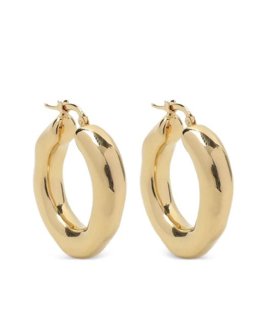 Jil Sander Metallic Brass Hoop Earrings