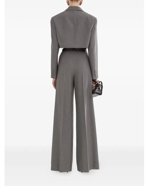 Nissa Gray Sequined Wide-Leg Trousers
