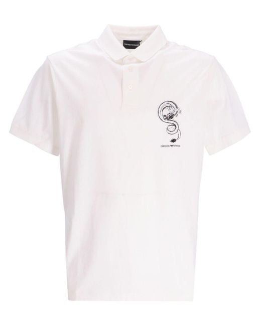 Emporio Armani White Lunar New Year-print Polo Shirt for men