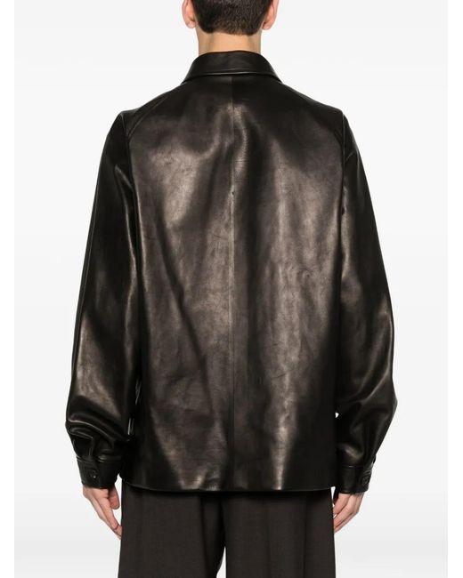 The Row Black Mount Leather Jacket for men