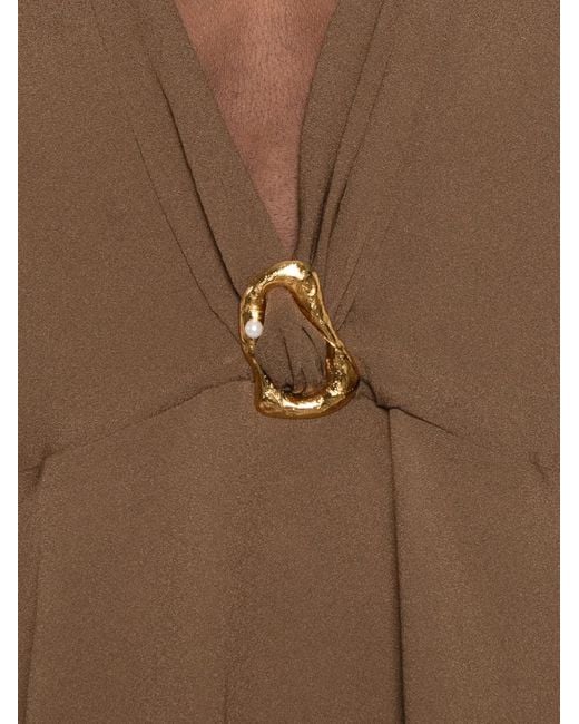 Forte_forte Brown Hammered-Ring Draped Top