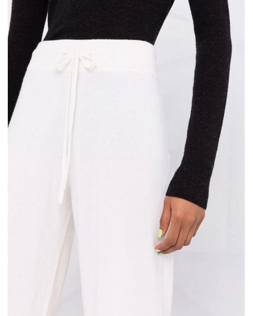 Lisa Yang White Drawstring Cashmere Trousers