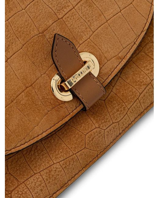 Pollini Natural Fence Croc-Effect Cross Body Bag