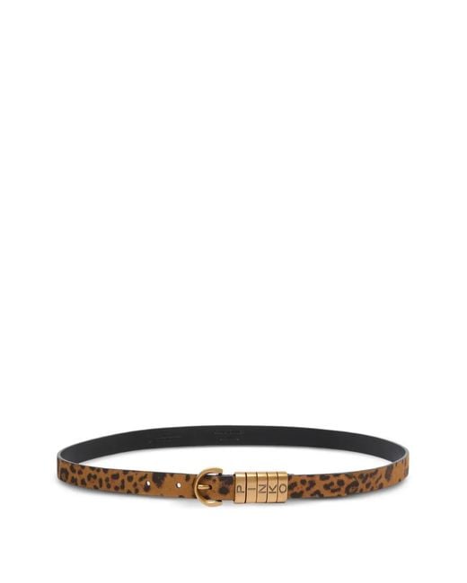 Pinko White Animal-Print Buckle Belt