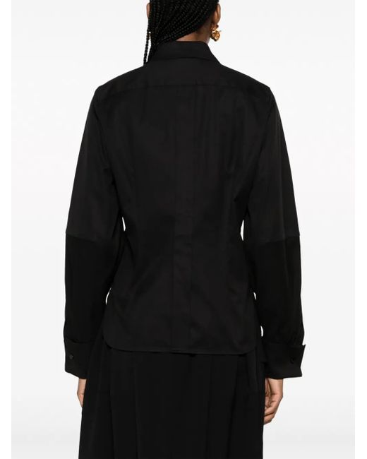 Max Mara Black Long-Sleeve Stretch-Cotton Shirt