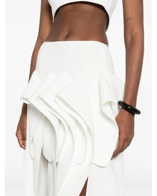 Maticevski White Tiered Panel Midi Skirt