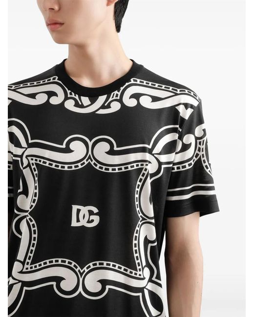 Dolce & Gabbana Black Logo-Print T-Shirt for men