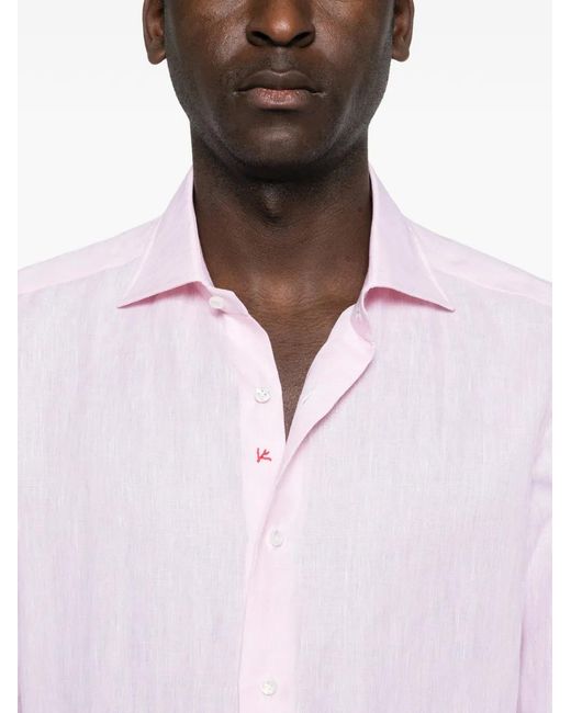 Isaia Pink Long-Sleeve Shirt for men