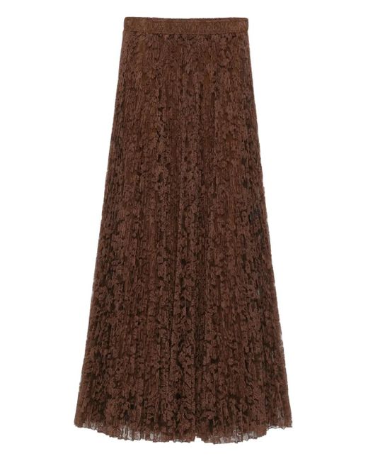 Ermanno Scervino プリーツ レーススカート Brown