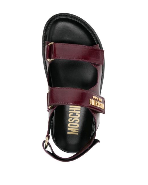 Moschino Brown Logo-plaque Leather Sandals