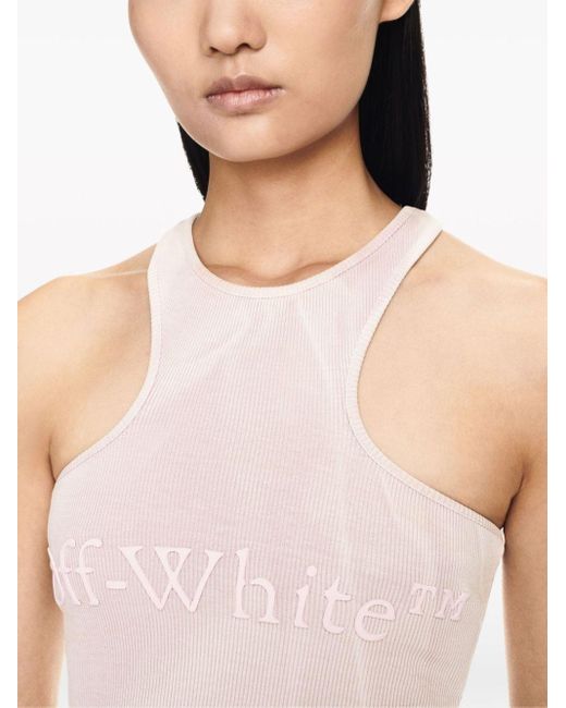 Off-White c/o Virgil Abloh Pink Laundry Rib Rowing Cropped-Top