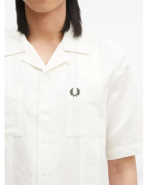 Fred Perry White Logo-Embroidered Shirt for men