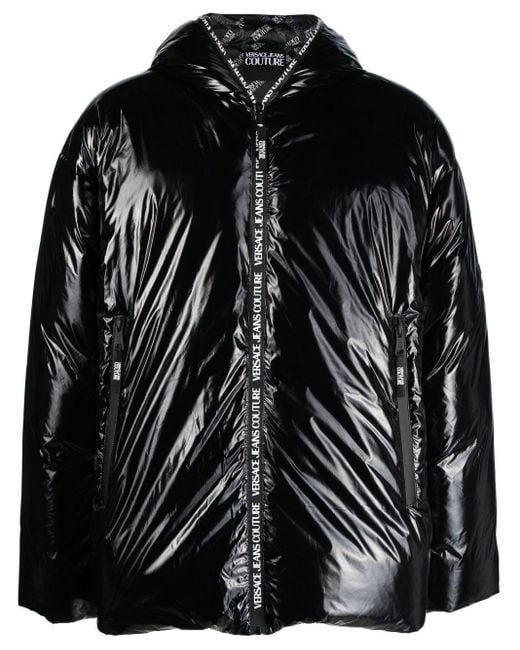 Versace Jeans Couture Denim High-shine Padded Jacket in Black for Men ...