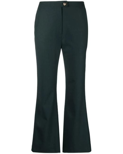 Nanushka Blue Kyma Cropped Kick-Flare Trousers