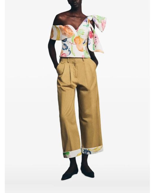 Rosie Assoulin White Fruit-Print Bow Top