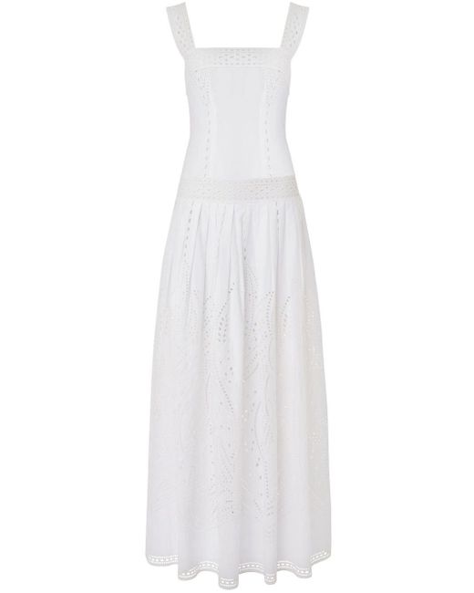 Alberta Ferretti White Kleid aus Popeline mit Sangallo-Spitze