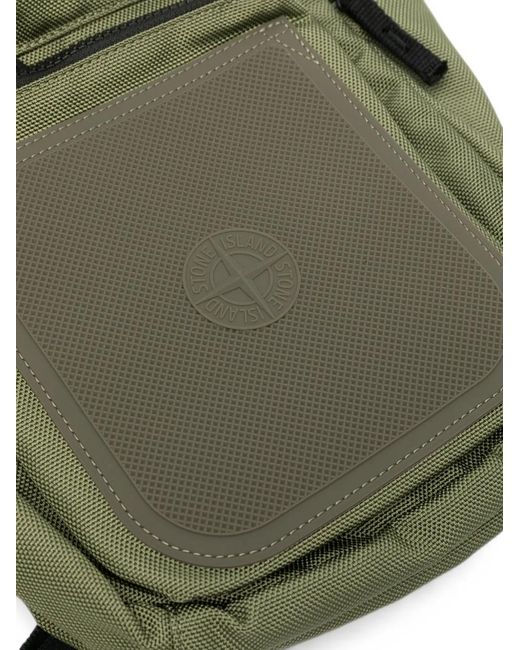 Stone Island Green Logo-Patch Panelled Backpack for men