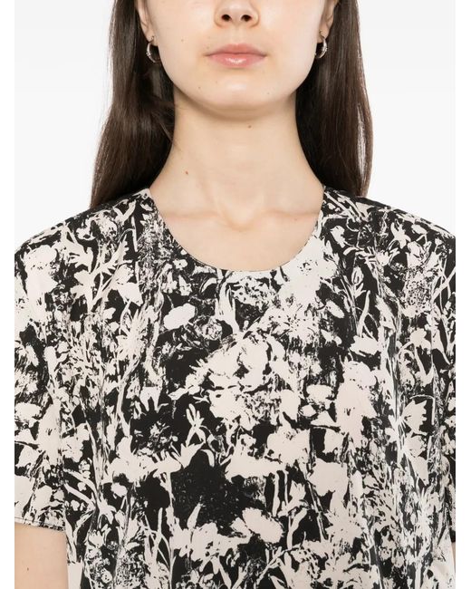 JNBY White Floral-Print Round-Neck Dress