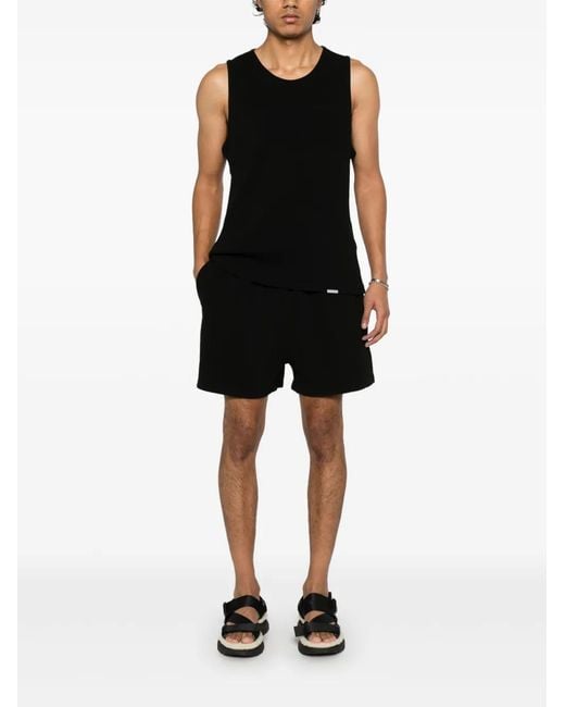 Represent Black Waffle Shorts for men