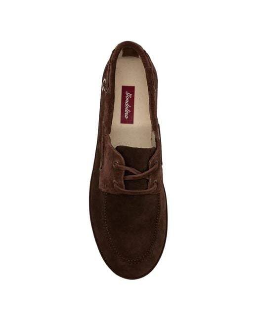 Gondolina Brown Forcola Suede Boat Shoes for men