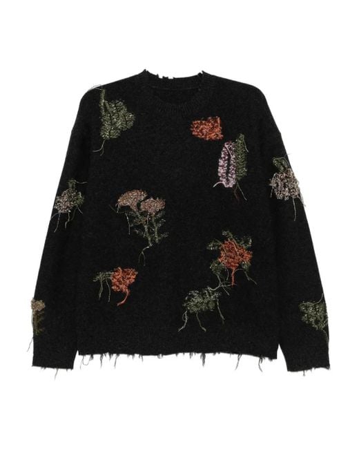 JNBY Black Botanical Long-Sleeved Sweater