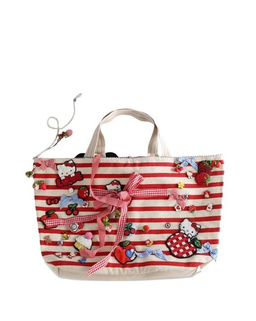 Péro Red X Hello Kitty Striped Tote Bag