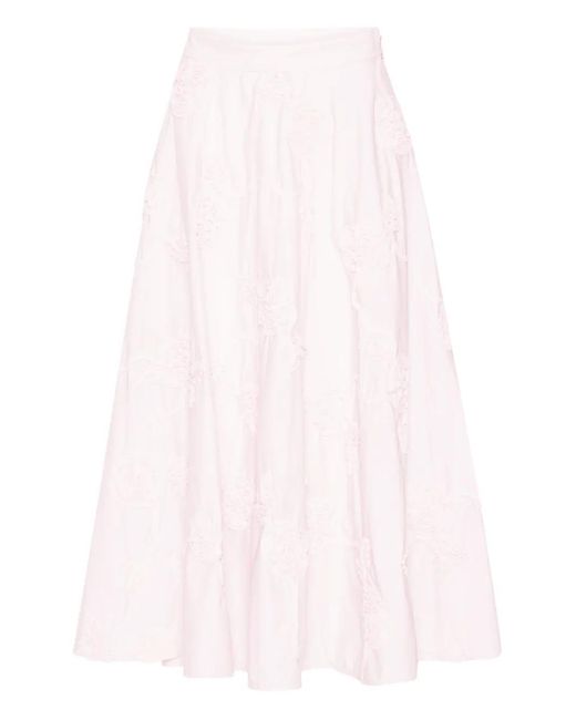 ROTATE BIRGER CHRISTENSEN Pink Flower Midi Skirt
