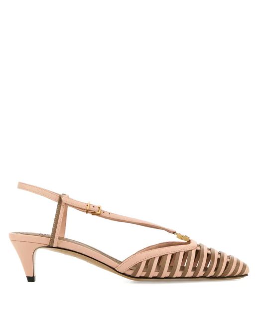Fendi Natural Ffold Strappy Slingback Kitten Pumps