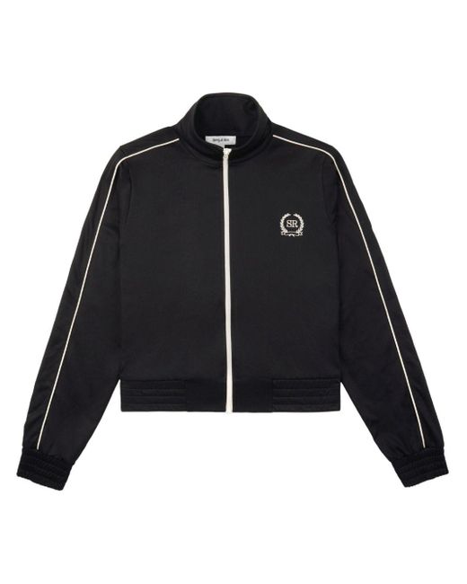 Sporty & Rich Black Logo-embroidered Track Jacket