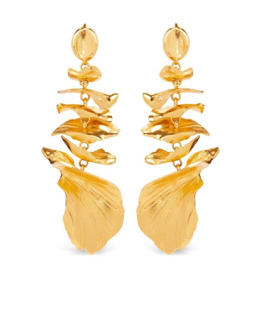 Oscar de la Renta Metallic Falling Petals Polished-finish Earrings