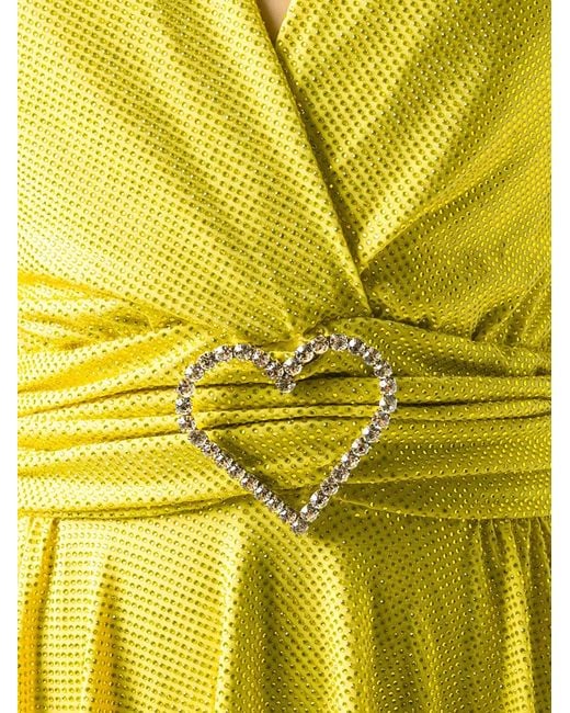 Philipp Plein Yellow Aphrodite Crystal Mini Dress