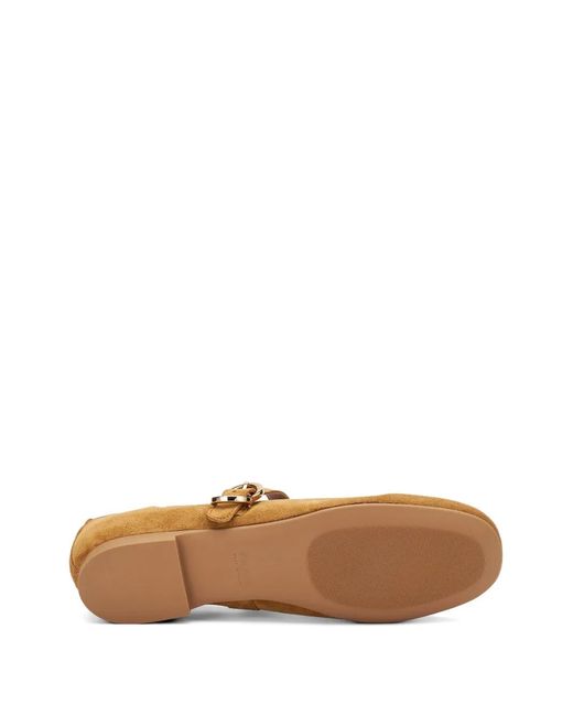 Frau White Etched Buckle-Fastening Suede Ballet Flats