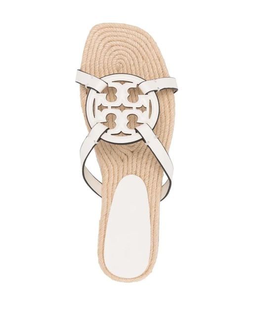 Sandali Miller in pelle e iuta di Tory Burch in White