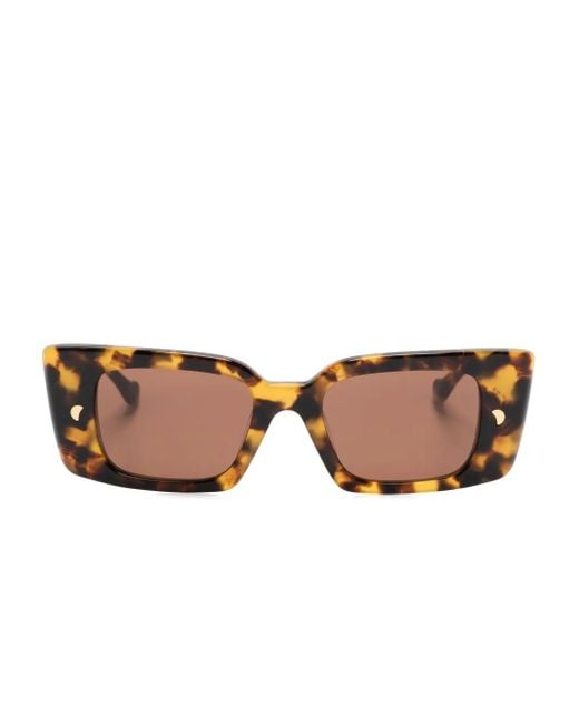 Nanushka Brown Carmel Rectangle-Frame Sunglasses