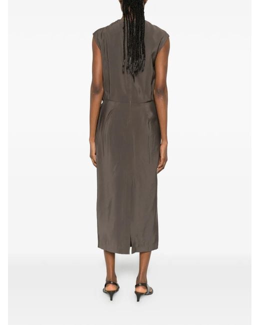 Phisique Du Role Brown Knotted Draped Midi Dress