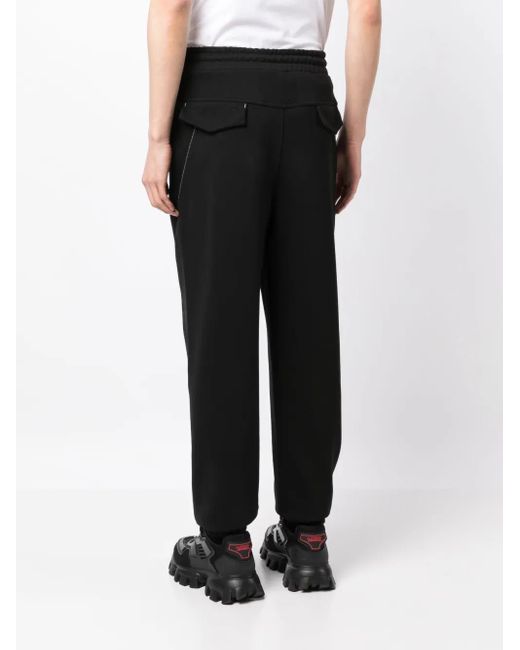 Adererror Black Logo-Embroidered Cotton Drawstring Trousers for men