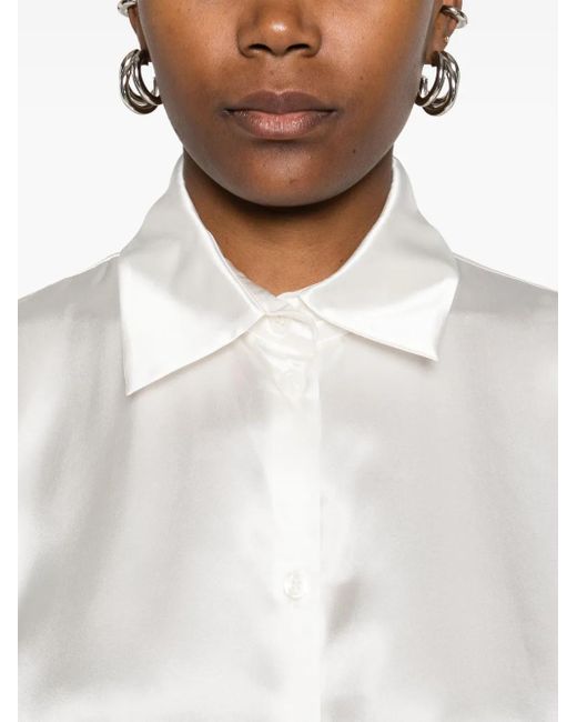 MEDEA White Button-Up Silk Shirt